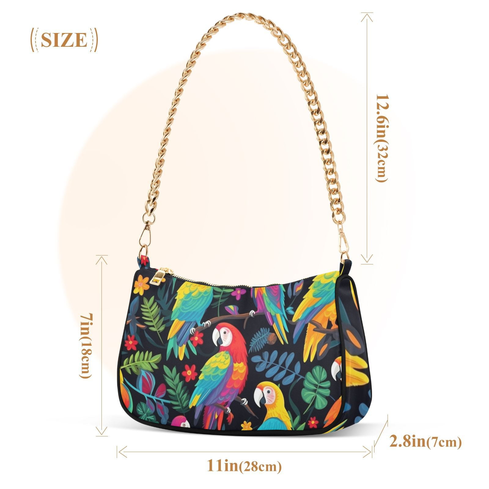 Birds Parrots Leaves FlowersWomen Small Shoulder Bag Crossbody Tote Hobo Bags Purse Clutch Handbags with Chain Strap for Women