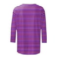 thumbnail image 5 of XIAONU Women's Wavy Stripe Print Blouse Loose Three Quarter Sleeve Crew Neck Pullover Top Breathable Casual Daily Tops, 5 of 5