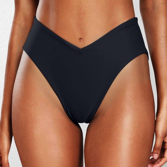 Conairie Bikini Bottoms For Women High Waisted Tummy Control Bathing Suit Lightweight Ruched Scrunch Swimsuit Bottom Black XS