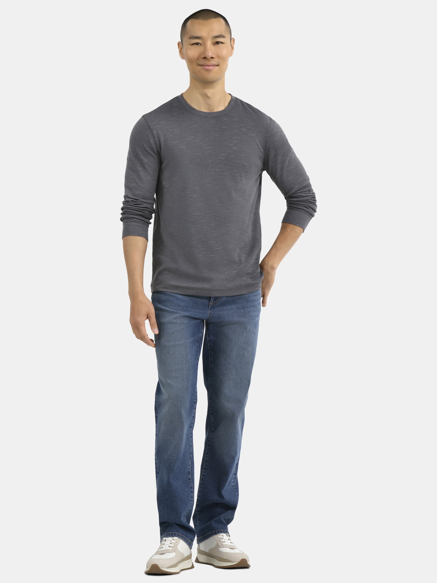 George Men's and Big Men's Slub Texture Thermal Shirt with Long Sleeves, Sizes XS-3XL