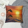 thumbnail image 2 of Chilfamy Dolphin Sea Sunset Decorative Throw Pillow Cover Pillow Case Soft Square  Cushion Pillow Cover Farmhouse Rustic Home Decor for Sofa Living Room Couch Bed White, 2 of 5