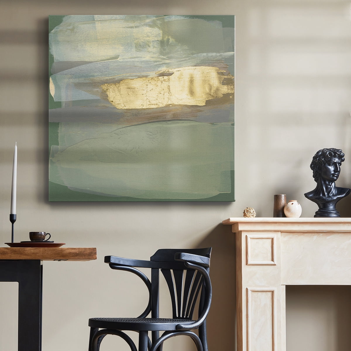 Wexford Home Sage & Gold Swipe IV-Premium Gallery Wrapped Canvas, 32" x 32" - Ready to Hang