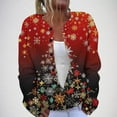 thumbnail image 1 of LOVZFMLL Vestes pour Femmes, Cardigan Tricoté Imprimé de Noël, Veste Boutonnée, 1 of 5
