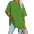 thumbnail image 4 of Summer Tops For Womens T Shirts Loose Fit Casual Crew Neck Oversized Back Print Short Sleeve Women's T-Shirts Graphic Tees Green XL, 4 of 7