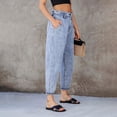 thumbnail image 5 of JJHGVB Wide Leg Jeans palazzo pants Vintage Jeans Jeans for Women Wide Leg Jeans for Women Casual Lounge Classic Straight Denim Jeans Summer Jumpsuit High Waisted Denim Pants Blue L, 5 of 9