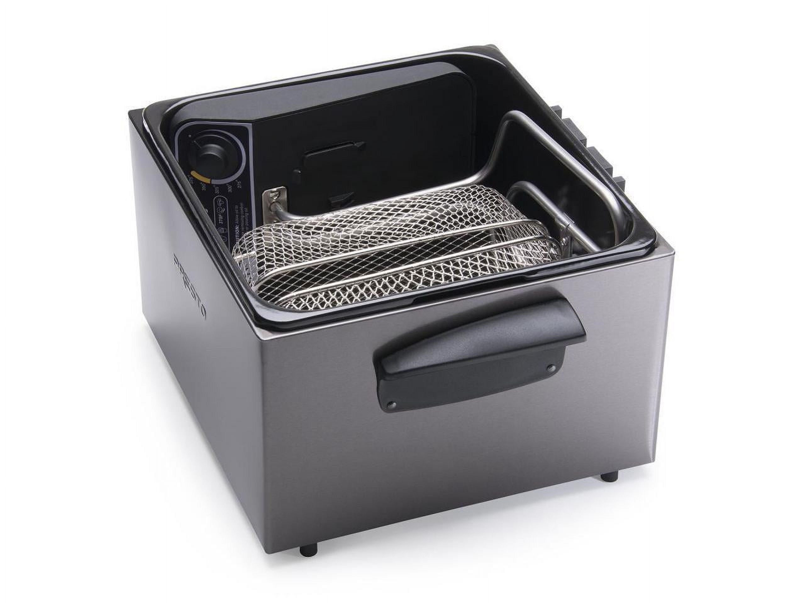 Presto 5Qt Pro Fry Electric Deep Fryer Dual Large Baskets Easy Clean Immersion Element Black 05489 Walmart