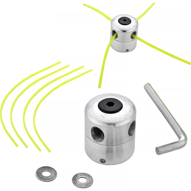 Cabezal de desbrozadora universal Líneas de aluminio Cabezal de desbrozadora Cabezal de carrete de doble línea Línea de nylon para desbrozadora, 1 cabezal de línea + 4 líneas, una pieza Qyroadwolf kaili Sencillez