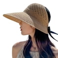 thumbnail image 1 of Sombrero de copa vacío para mujer: Sombrero de paja de ala ancha Sombrero de protección solar Gorra de playa de pescador, 1 of 4