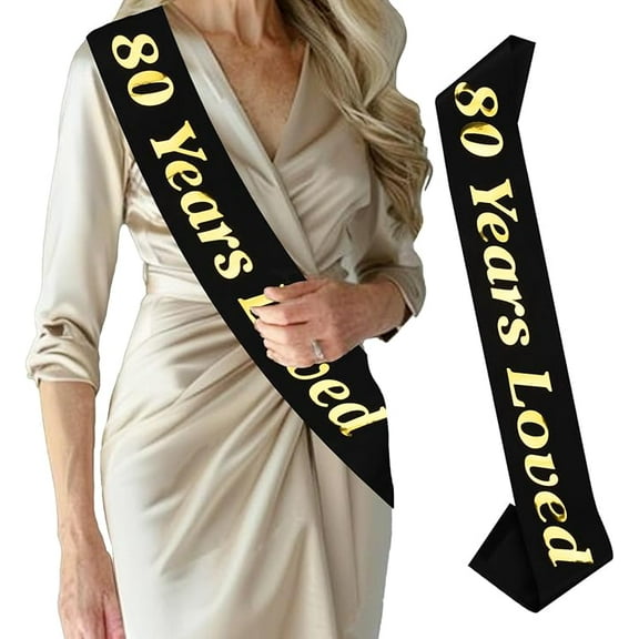 80th Birthday Sash, Cheers to 80 Years Old Birthday 80 Years Loved Satin Sash Happy 80th Birthday Favors Decor, Eighty Year Old Bday Party Decorations Supplies