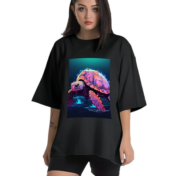 Plus Size Shirt for Women Black Tops for Women Short Sleeves Shirt for Women Turtle T Shirt Crewneck Shirt for Women XS