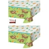 (2 Pack) Three Toed Sloth Cute Jungle Animal Party Plastic Table Cover 54 X 102 Inches (Plus Party Planning Checklist by Mikes Super Store)