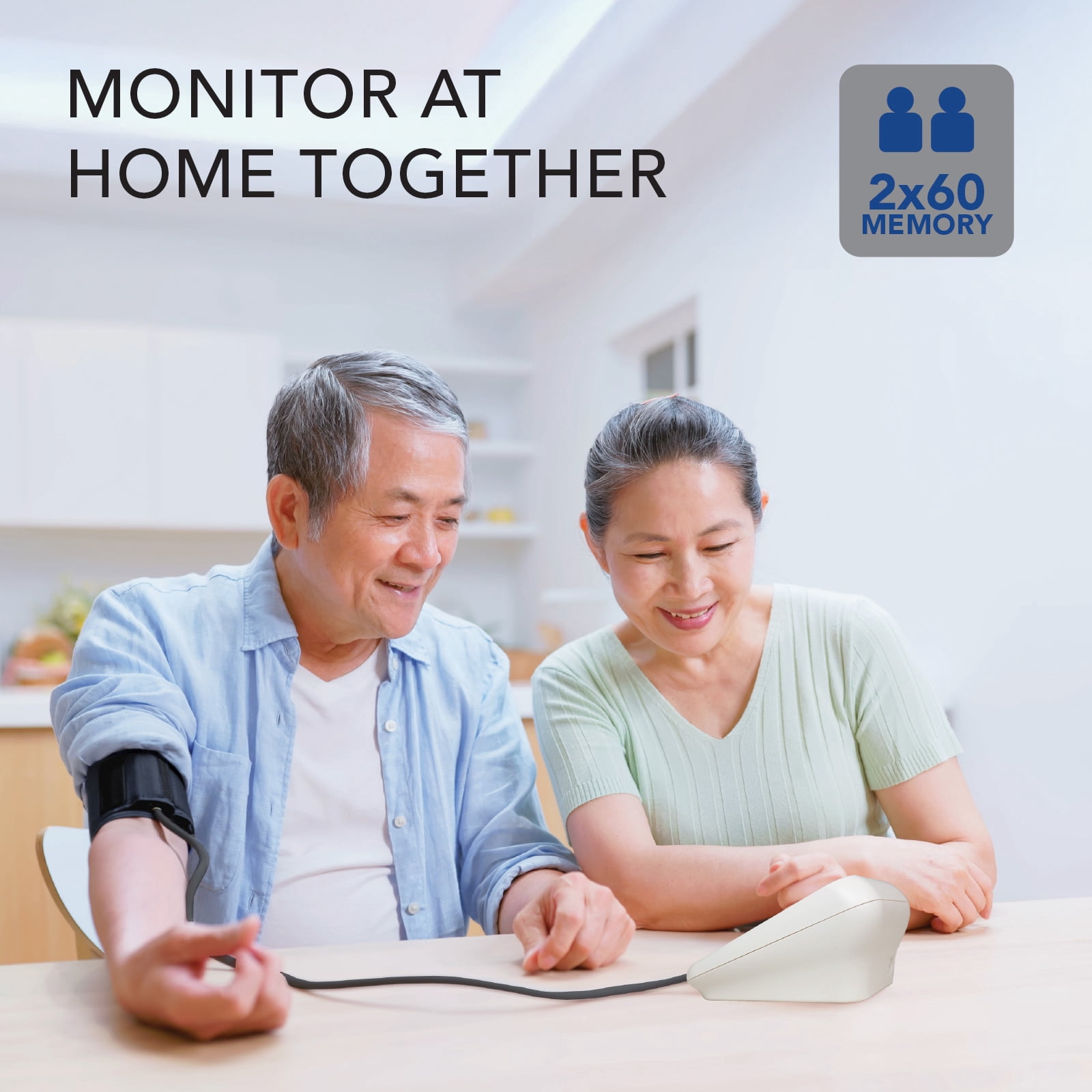 Zewa Smart Arm Blood Pressure Monitor | 60-Reading Memory | 2 Adjustable Cuffs (8.7”-16.5” & 13.4”-18.9”) | Irregular Heartbeat Detection | Illuminated Display | Date & Time Function
