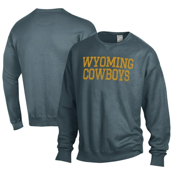 Men's ComfortWash Steel Wyoming Cowboys Garment Dyed Fleece Crewneck Pullover Sweatshirt
