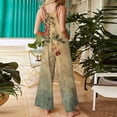 thumbnail image 4 of Women's Floral Print Sleeveless Overalls Loose Wide Leg Cotton Linen Jumpsuit with Pockets Green 2XL, 4 of 7