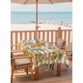 thumbnail image 2 of Outdoor Tablecloth with Umbrella Hole for Patio/Picnic/Party/Camping, Orange Waterproof Table Cloth Rectangle Table Cover Washable, Green Botanical Striped Summer Fruits (54"x 80"), 2 of 9