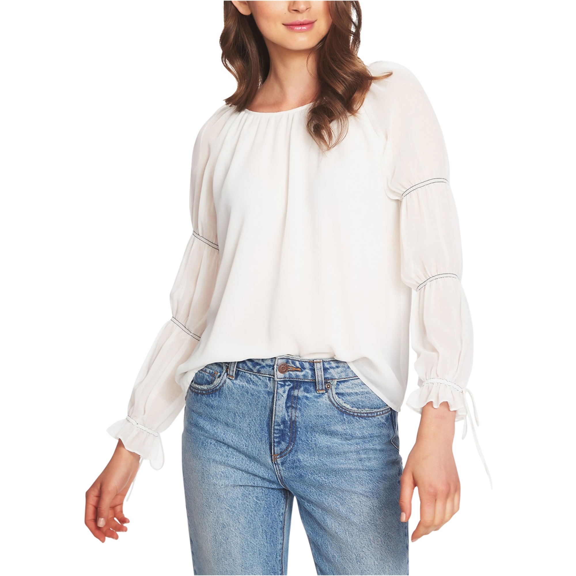 white pullover blouse