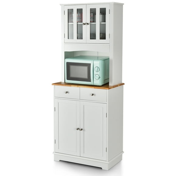 Topbuy Buffet Hutch Kitchen Storage Cabinet Microwave Stand with 2 Drawers and 2 Door Storage Cabinet