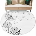 thumbnail image 2 of 7ft Round Rug, Spring Floral Non-Skid Rubber Backing Large Area Rugs - Living Room Bedroom Home Office, Modern Elegant Pastoral Flowers Black Indoor Floor Mat Carpets Washable Rug, 2 of 9