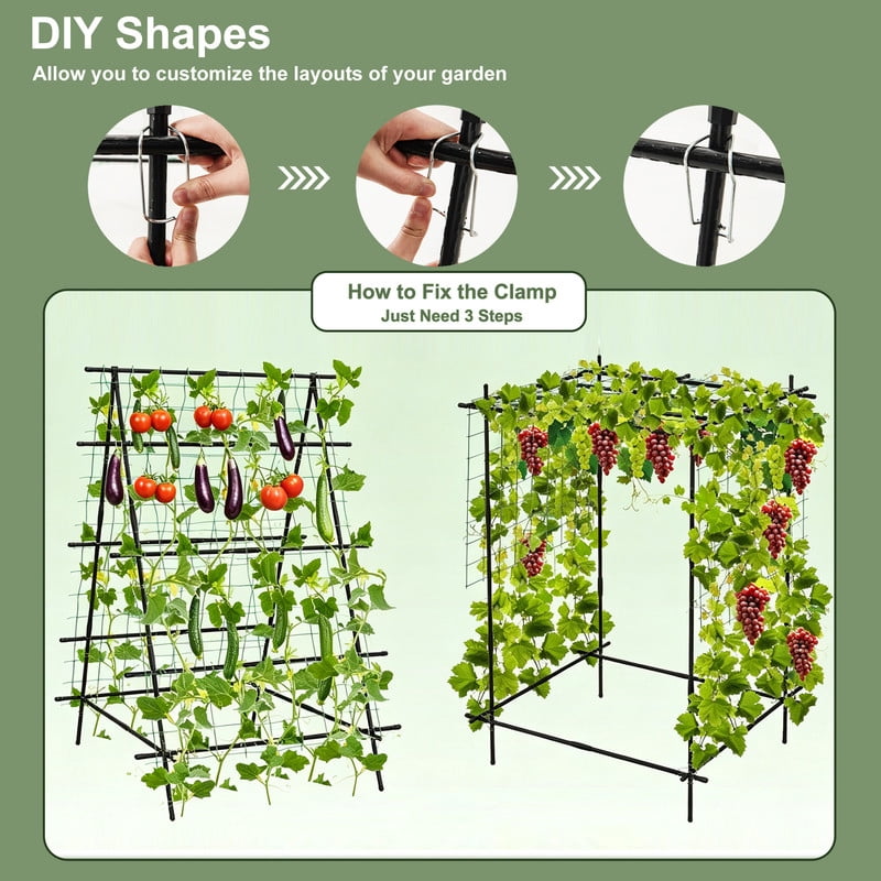 LIVIZA Cucumber Trellis for Climbing Plants with Netting, A-Frame Trellis Tall for Raised Bed Garden Trellis for Vegetables