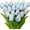 Light Blue-12PCS, variant on 12 Pcs Multicolor Tulips Artificial Flowers Faux Tulip Stems Real Feel PU Tulips Easter Spring Wedding Bouquet Centerpiece Floral Arrangement Cemetery Table Décor 13.18" Tall
