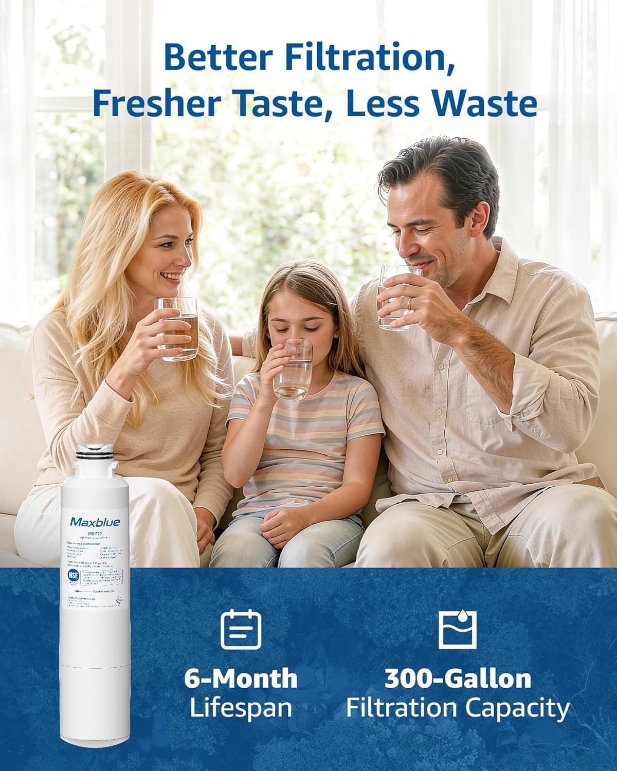 Maxblue F27 Refrigerator Water Filter Replacement for Samsung® DA29-00020B,HAF-CIN/EXP, HAF-CIN, RF28HMEDBSR/AA, RF28K9380SR, RF263BEAESR/AA, RF28JBEDBSG, RF4287HARS, DA97-08006A, 3 PACK
