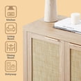 thumbnail image 3 of ARKANTOS Rattan Sideboard Buffet Cabinet with Storage, Kitchen Storage Cabinet with 4-Doors,Light Natural Oak, 3 of 10