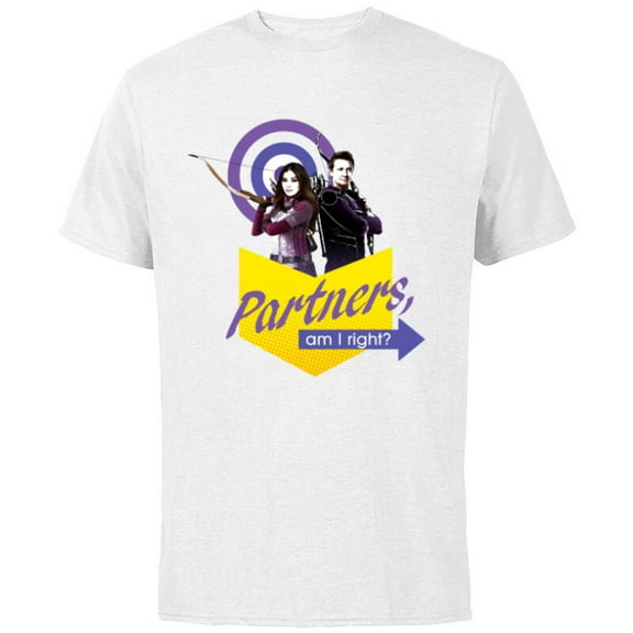 Marvel Hawkeye Clint and Kate Partners Am I Right? - Short Sleeve Cotton T-Shirt for Adults - Customized-White