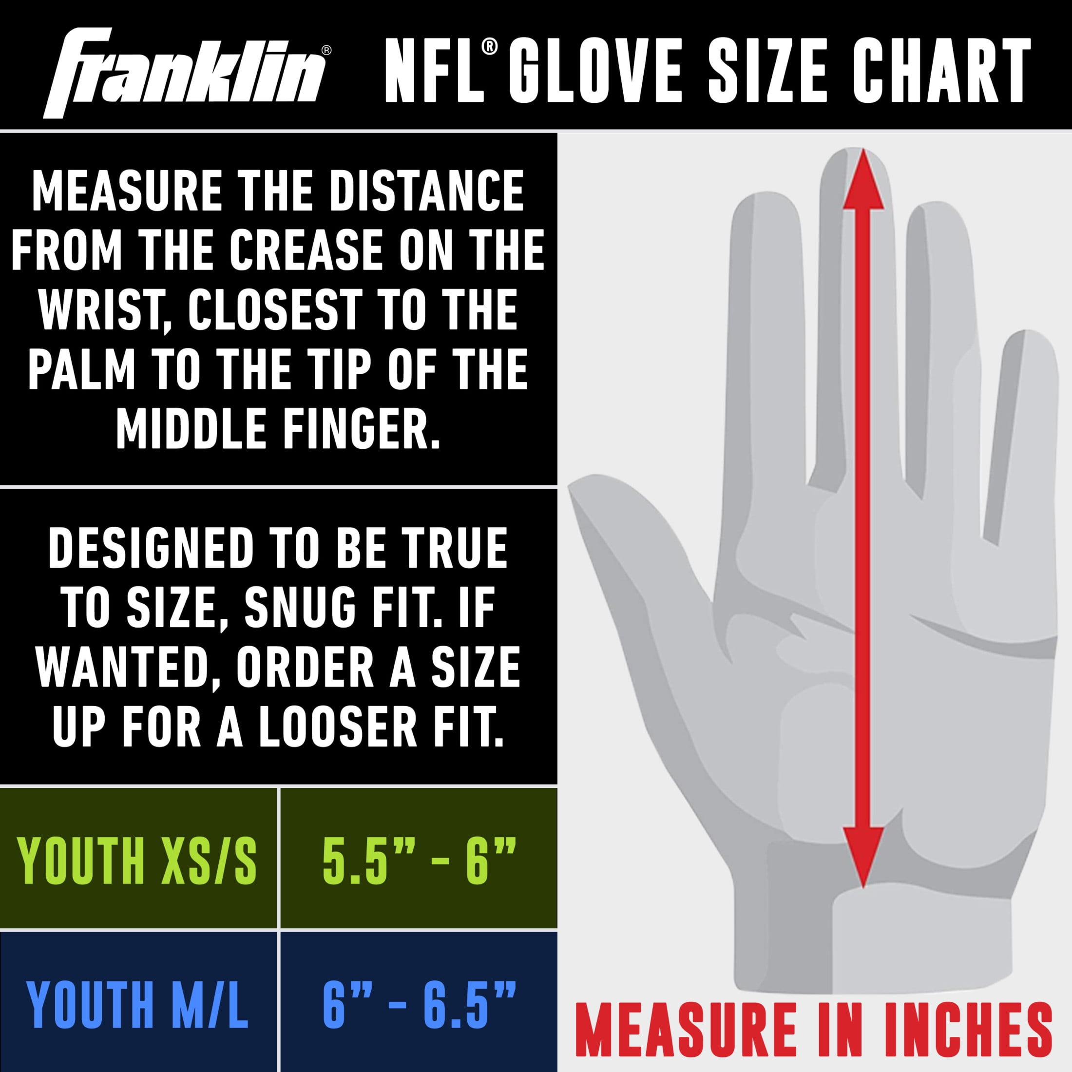 Franklin Sports Tampa Bay Buccaneers Youth NFL Football Receiver Gloves - Official NFL Team Logos - Kids Football Gear + Accessories - Youth M/L Pair