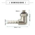 thumbnail image 3 of Adaptador de manguera de latón de 90 grados para automóvil universal, barb de 4 mm 5/32" a macho métrico M5x0.8 tono plateado, 3 of 7