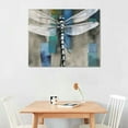 Chilfamy Dragonfly Canvas Wall Art Abstract Insects Grey and Blue