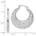 thumbnail image 3 of 10K White Gold Plated Polished Textured Hoop Earrings, 3 of 7