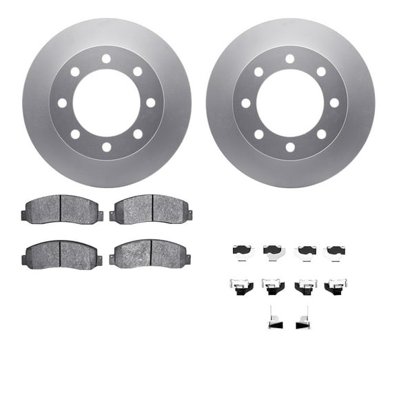 Dynamic Friction Company Front Geospec Brake Rotors with Heavy Duty Brake Pads includes Hardware 4212-99181