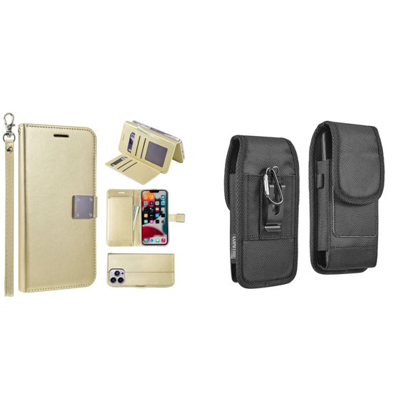 Bemz Pocket Clutch Wallet Case and Belt Holster Pouch for iPhone 14 Pro Max - Gold