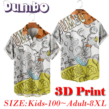 

Anime Style Dumbo Baby Elephant Summer Short Sleeve Shirt 100-8XL Shirt For Daily Wear