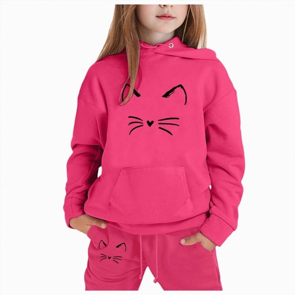 CAUYDY 18 24 Months 3T 4T 5T 6T 7T Child Girl Outfits Children Long Sleeve Pullover and Pants 2PCS Pretty Clothing Sets Gift for Toddler Fall Winter Sizes 4-5 Years,Hot Pink