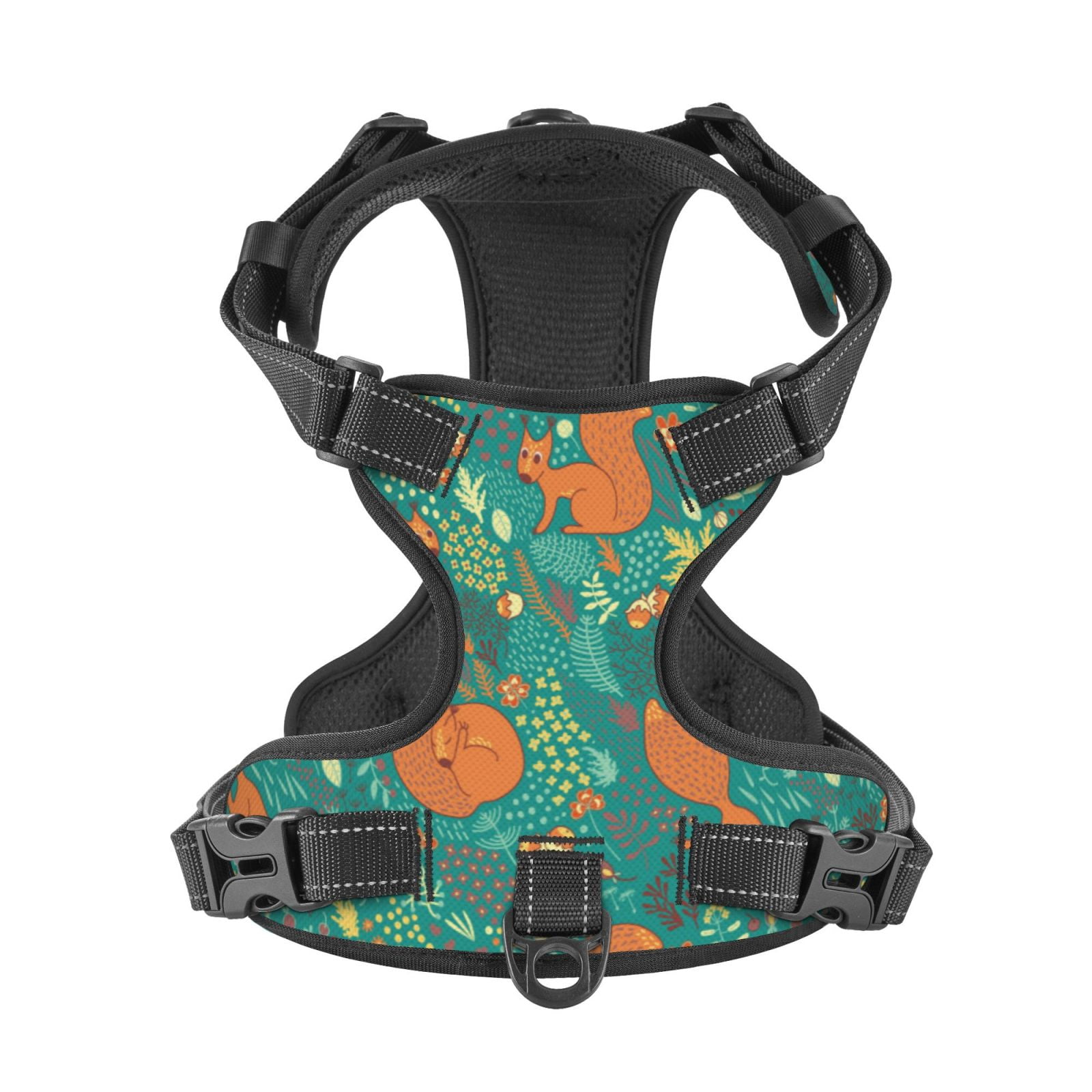 Kdxio Fall Forest Squirrel Print No Pull Dog Harness Adjustable Reflective Oxford Easy Control Medium Large Dog Harness for Training and Everyday-Medium