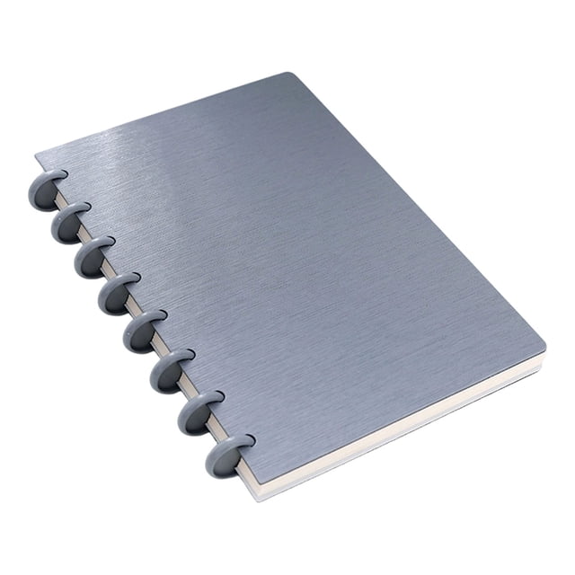 Discbound Notebook A5 Size 8 Disc Removable Page Planner Mushroom Button Ring Binder Waterproof Cover Thick Paper Portable Journal For Outdoor Travel Work Daily Note Taking Planning,Gray