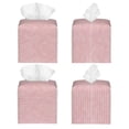 thumbnail image 2 of Uemuo Pink Stripes Tissue Box Cover Holder, Square with Bottom Belt - PVC Leather Decorative Organizer for Tabletop, Bathroom, Car, Office, 2 of 8