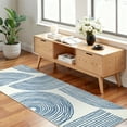 thumbnail image 2 of GlowSol 2'x6' Hallway Runner Rug Indoor Modern Geometric Stripes Print Non Slip Bedroom Runners for Laundry Kitchen, Blue, 2 of 7