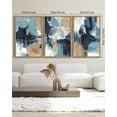 thumbnail image 5 of SHENIFY Large 24x36in3pcs Natural Framed Abstract Wall Art Blue Gray White Modern Minimalist Painting Decor Graffiti Artwork, 5 of 5