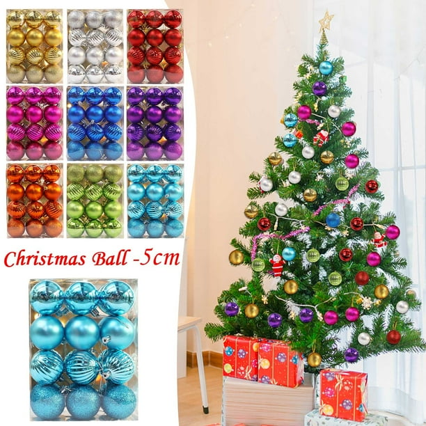 mfyjkho Juego de 24 bolas navideñas irrompibles para árbol y escaparate, 5 cm, decoración navideña para uso doméstico y comercial.