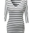 thumbnail image 3 of FashionOutfit Women's Sexy Stripe Vneck Dolman Drape Top with Side Shirring Various colors., 3 of 3