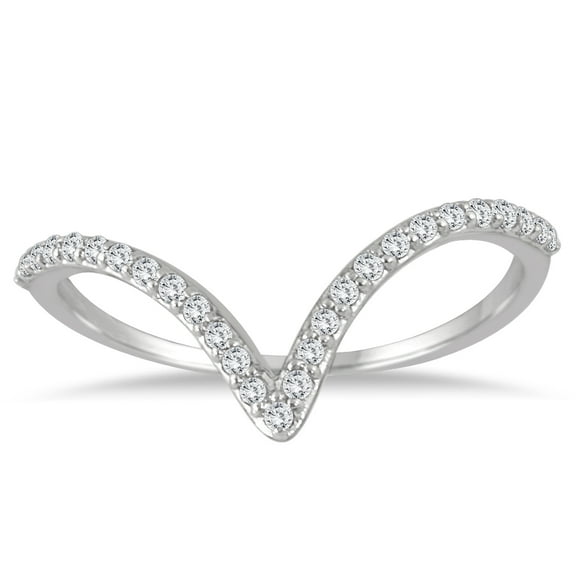 1/8 Carat TW Diamond V Ring in 14K White Gold (K-L Color, I2-I3 Clarity)