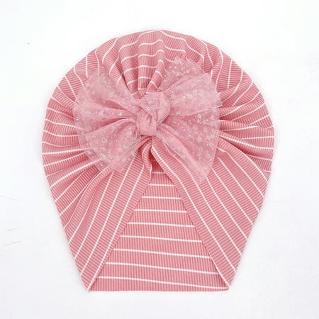 

TOWED22 Baby Boy Hats 0-6 Months Toddler Baby Boys Girls Stretch Striped Bow Breathable Hat Caps Headwear 3 Years Blue
