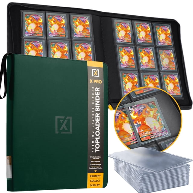 Carpeta X PRO Toploader | Capacidad para 252 Toploaders | Incluye 20 Toploaders | 9 Bolsillos | Bolsillos Doble Cara Sin Anillos para TCG, Deportes | Almacenamiento Premium de Top Loaders