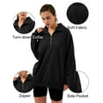 thumbnail image 4 of Amazhiyu Womens Half Zip Pullover Sweatshirts Oversized Long Sleeve Fall Drop Shoulder Sweater with side pockets, 4 of 5
