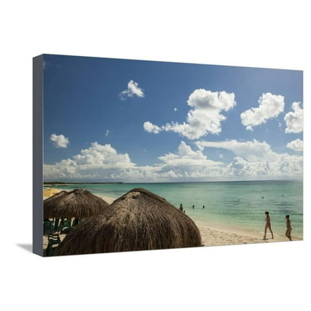 Beaches and Resorts on the West Side of Isla Cozumel, Mexico Stretched Canvas Print Wall Art By Michel Benoy