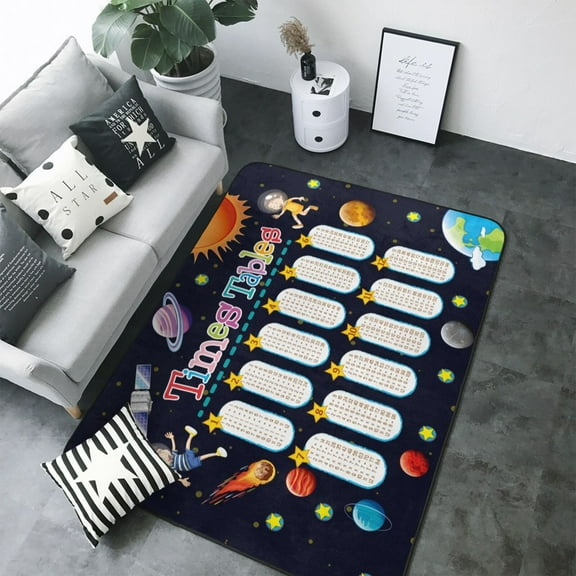 Area Rugs For Living Room Decor - Space Math Times Tables Soft Anti Slip Throw Washable Rugs 5x7 For Bedroom, Indoor Carpet For Bedroom Living Room 80x58In