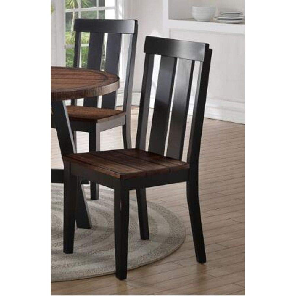 Set of 4 Modern Dark Brown Rubber Wood Dining Chairs with Textured Hues