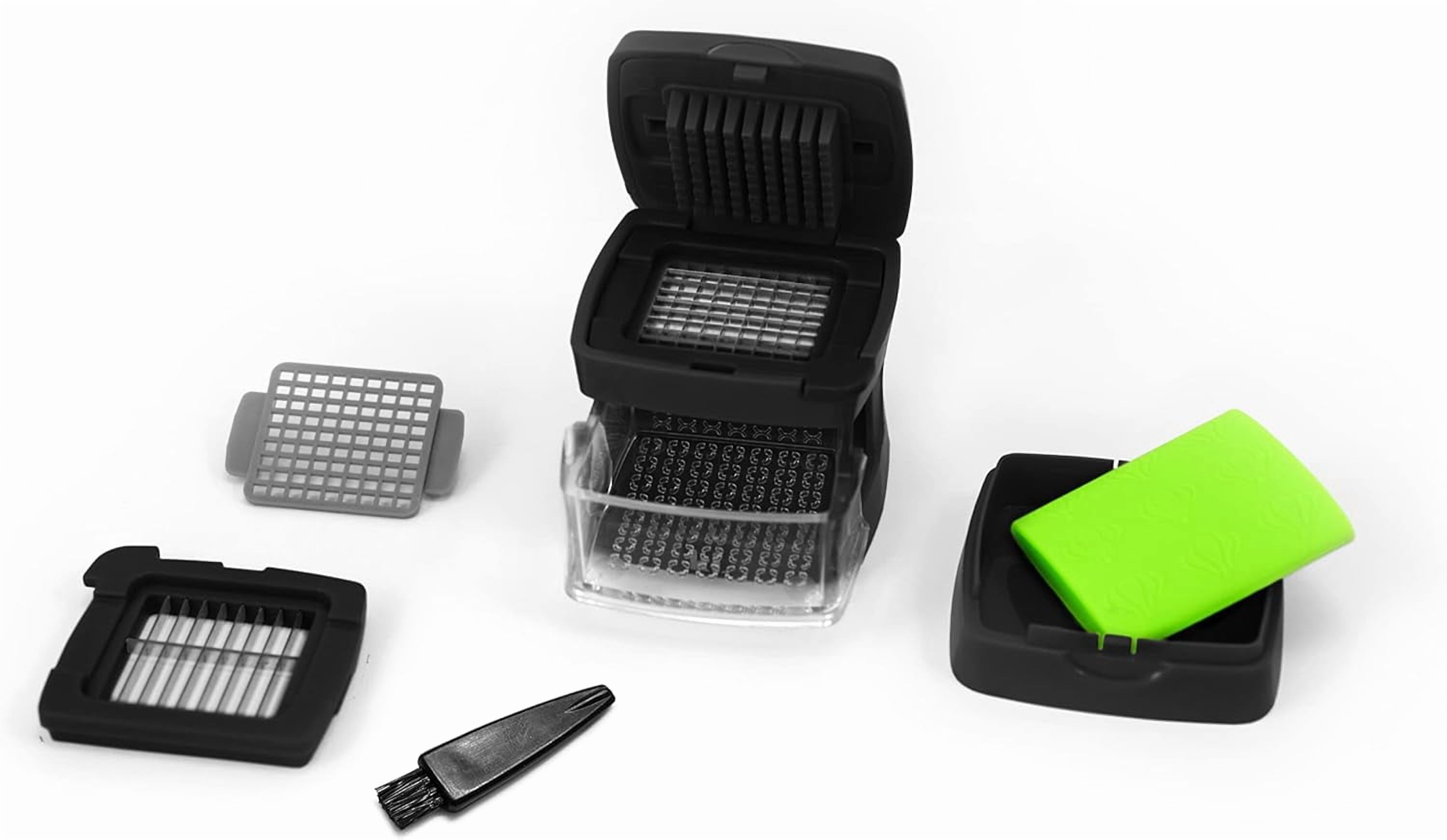 Kitchen Innovations Garlic-A-Peel Garlic Press, Crusher, Cutter, Mincer, and Storage Container - Includes Silicone Garlic Peeler - Easy to Clean - Stainless Steel Blades ‚Äì (Black), standard